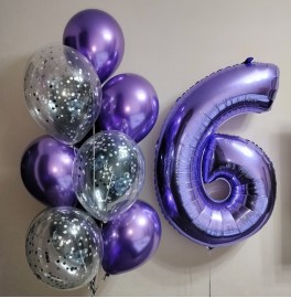 Набор шаров на 6 лет "Сиреневый"